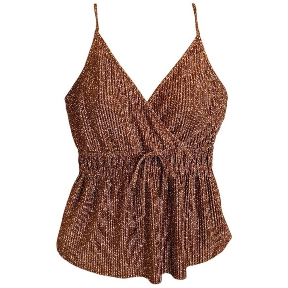 Abercrombie & Fitch Peplum Cami Top XS Boho Pleated Faux Wrap Beach Festival